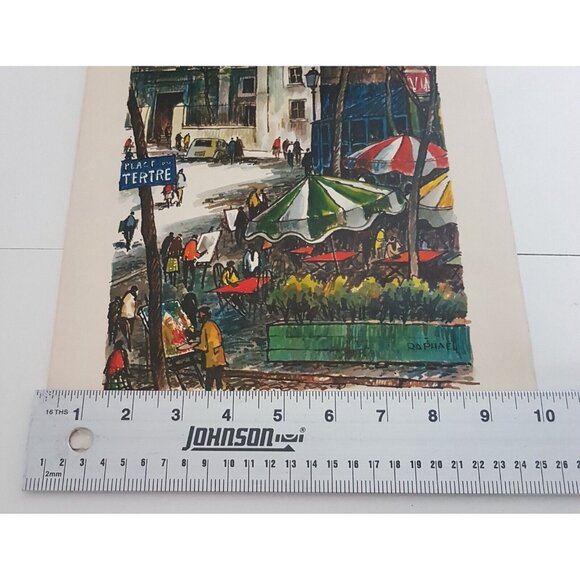 Paris Place du Tertre Unframed Painting Signed Raphael Beautiful - Picture 6 of 9